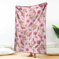 Pink Paniolo Palaka Hawaiian Cowgirl Christmas Blanket LT9 - Polynesian Pride