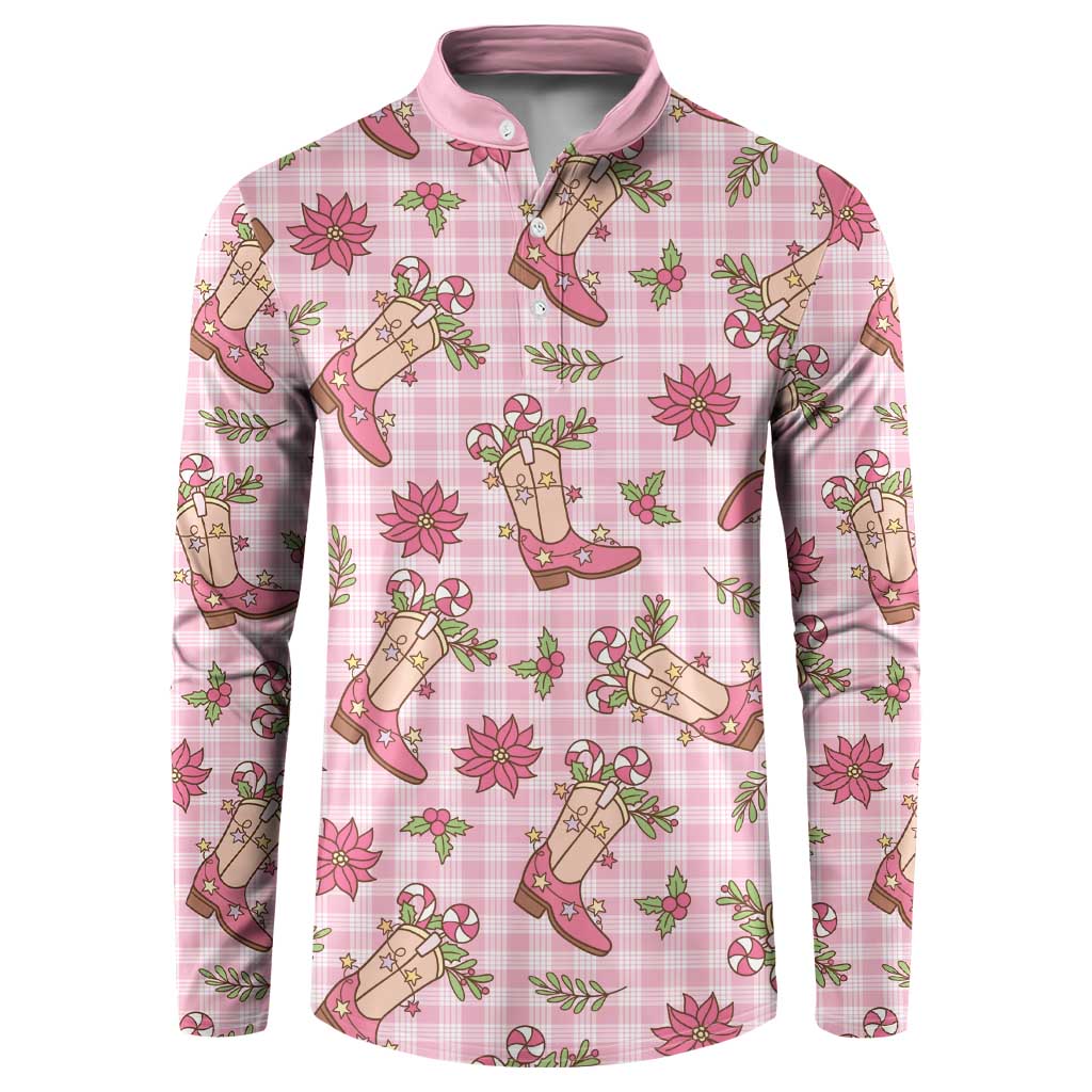 Pink Paniolo Palaka Hawaiian Cowgirl Christmas Button Sweatshirt LT9 Pink - Polynesian Pride