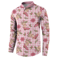 Pink Paniolo Palaka Hawaiian Cowgirl Christmas Button Sweatshirt LT9 - Polynesian Pride