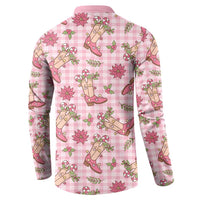 Pink Paniolo Palaka Hawaiian Cowgirl Christmas Button Sweatshirt LT9 - Polynesian Pride