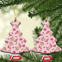 Pink Paniolo Palaka Hawaiian Cowgirl Christmas Ceramic Ornament LT9 Christmas Tree Pink - Polynesian Pride