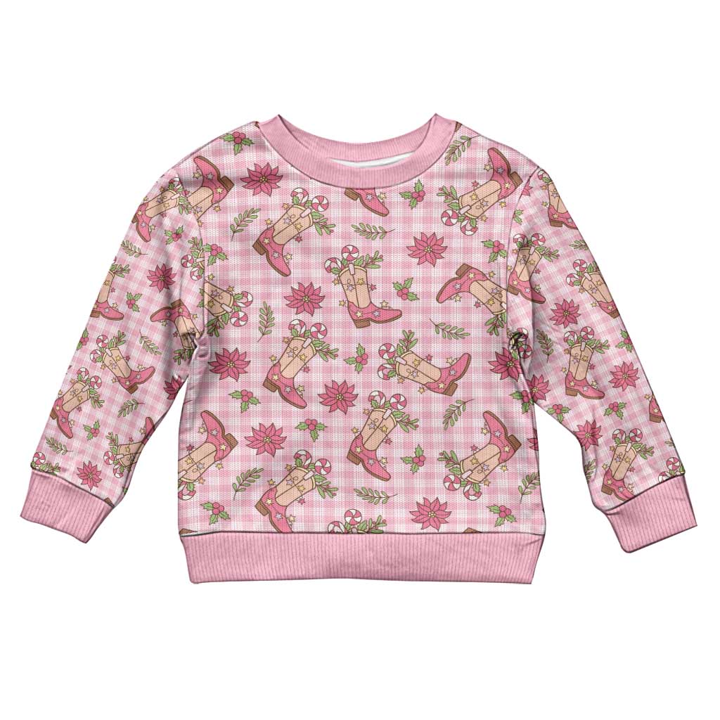 Pink Paniolo Palaka Hawaiian Cowgirl Christmas Kid Ugly Christmas Sweater LT9 Kid Pink - Polynesian Pride