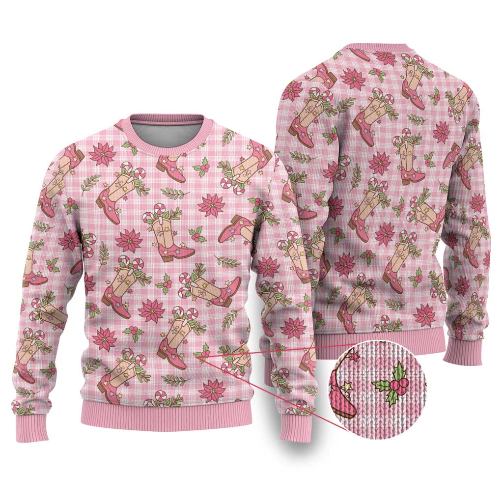 Pink Paniolo Palaka Hawaiian Cowgirl Christmas Ugly Christmas Sweater LT9 Pink - Polynesian Pride