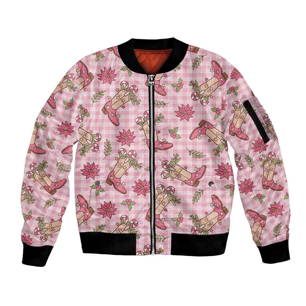 Pink Paniolo Palaka Hawaiian Cowgirl Christmas Sleeve Zip Bomber Jacket LT9 Unisex Pink - Polynesian Pride