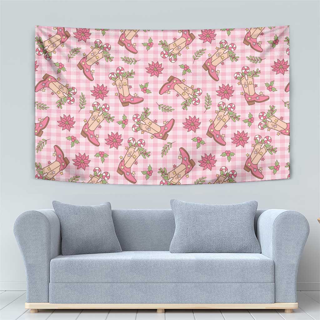 Pink Paniolo Palaka Hawaiian Cowgirl Christmas Tapestry LT9 - Polynesian Pride