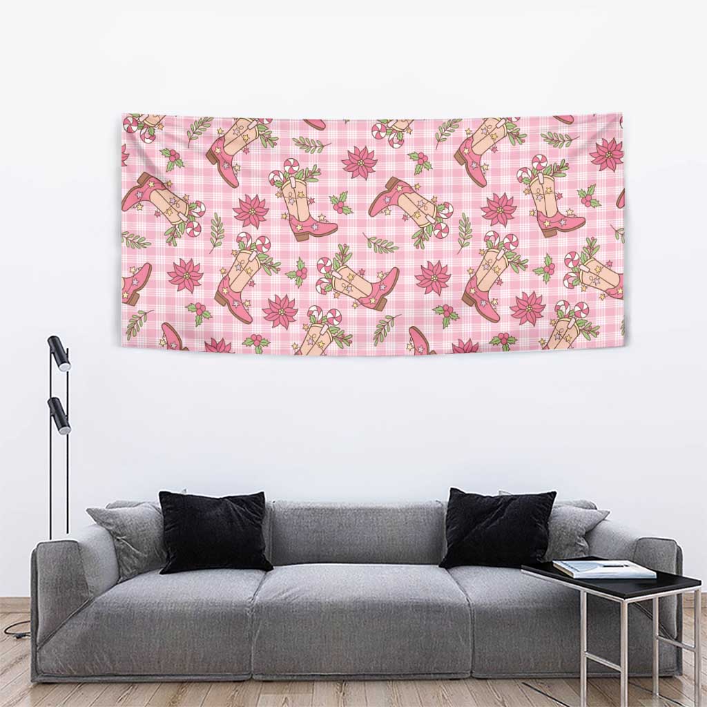 Pink Paniolo Palaka Hawaiian Cowgirl Christmas Tapestry LT9 - Polynesian Pride