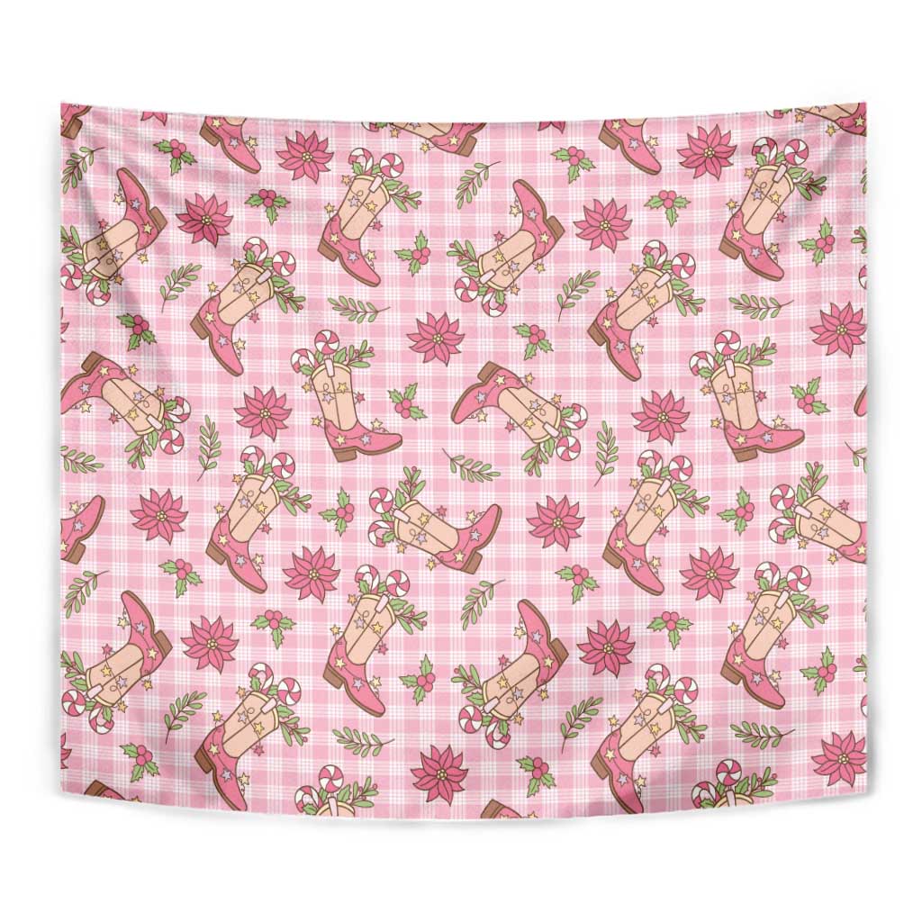 Pink Paniolo Palaka Hawaiian Cowgirl Christmas Tapestry LT9 - Polynesian Pride