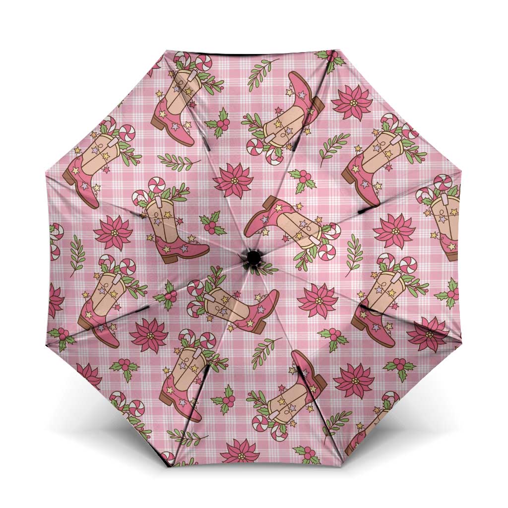 Pink Paniolo Palaka Hawaiian Cowgirl Christmas Umbrella LT9 One Size Folded 11.42 inch Opened Diameter 37.4 inch Pink - Polynesian Pride