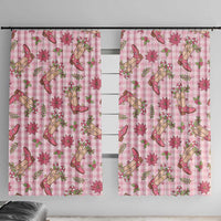 Pink Paniolo Palaka Hawaiian Cowgirl Christmas Window Curtain LT9 With Hooks Pink - Polynesian Pride