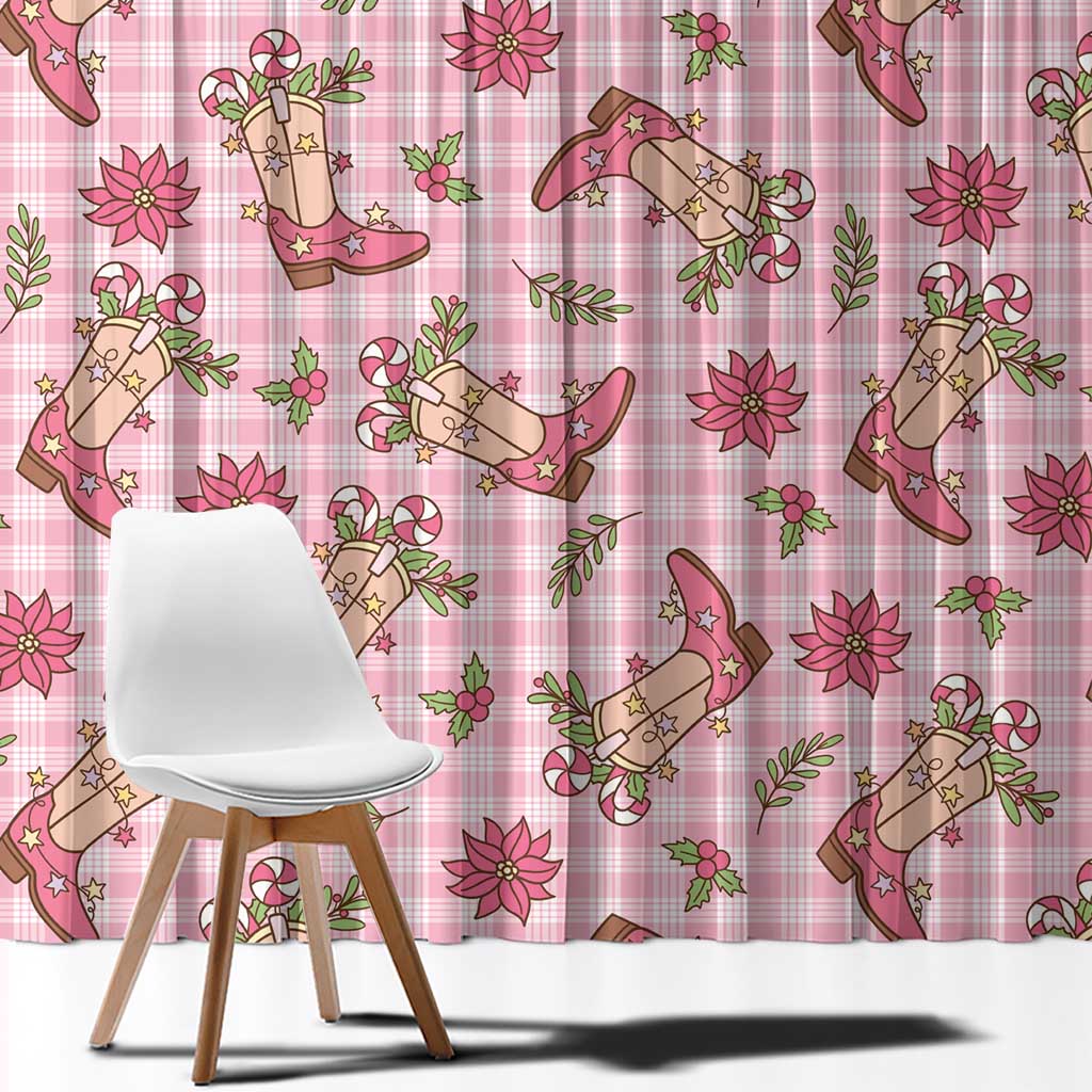 Pink Paniolo Palaka Hawaiian Cowgirl Christmas Window Curtain LT9 - Polynesian Pride