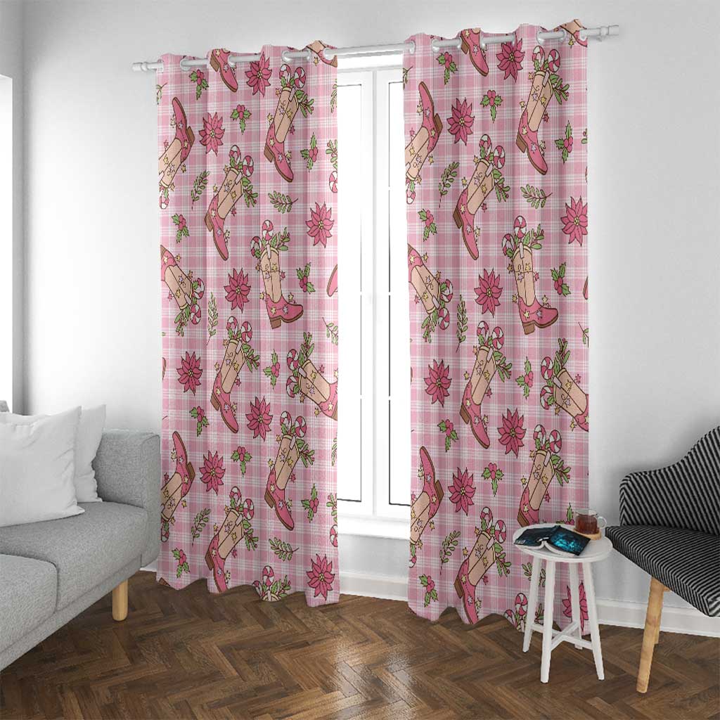 Pink Paniolo Palaka Hawaiian Cowgirl Christmas Window Curtain LT9 With Grommets Pink - Polynesian Pride