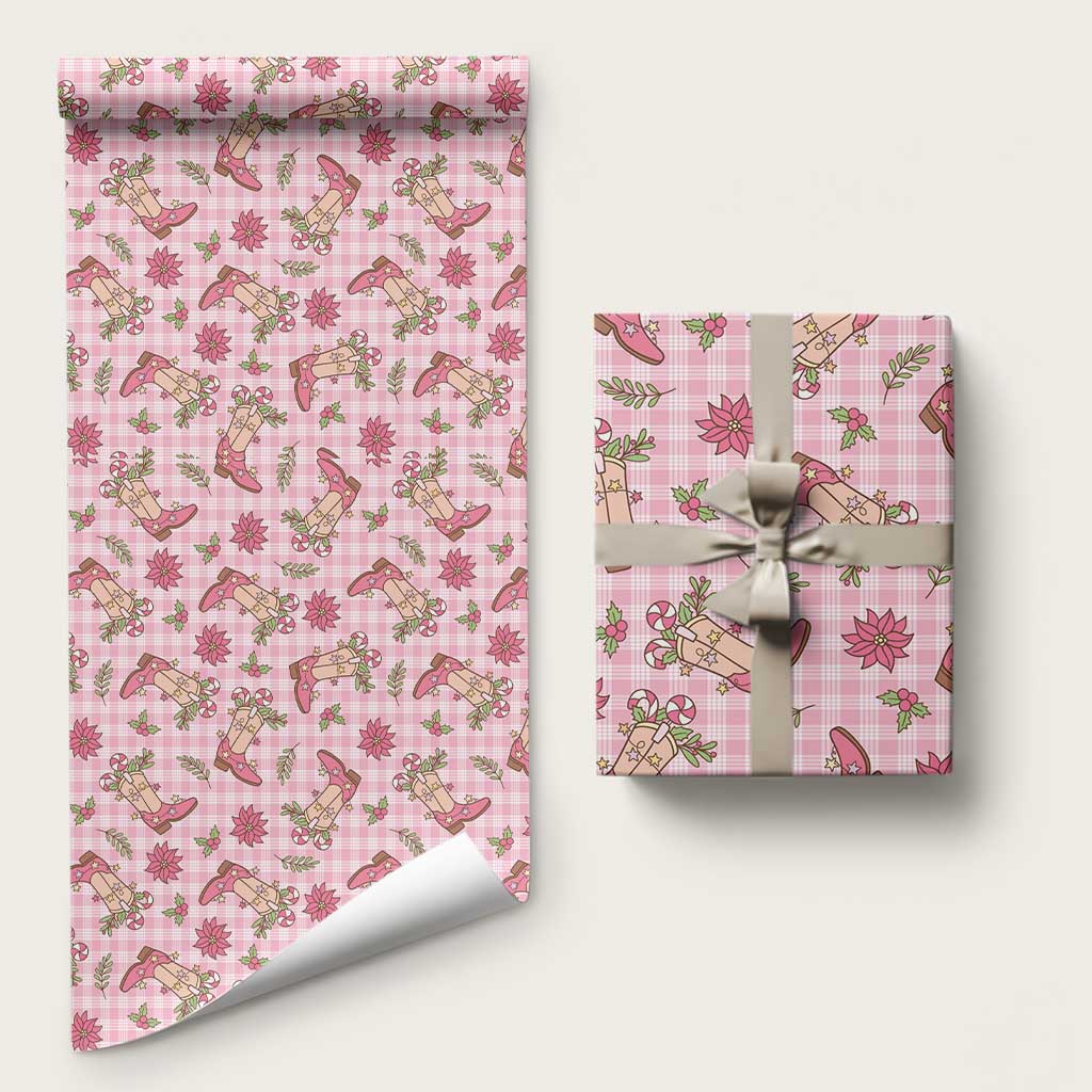Pink Paniolo Palaka Hawaiian Cowgirl Christmas Wrapping Paper LT9 58" × 23" Pink - Polynesian Pride