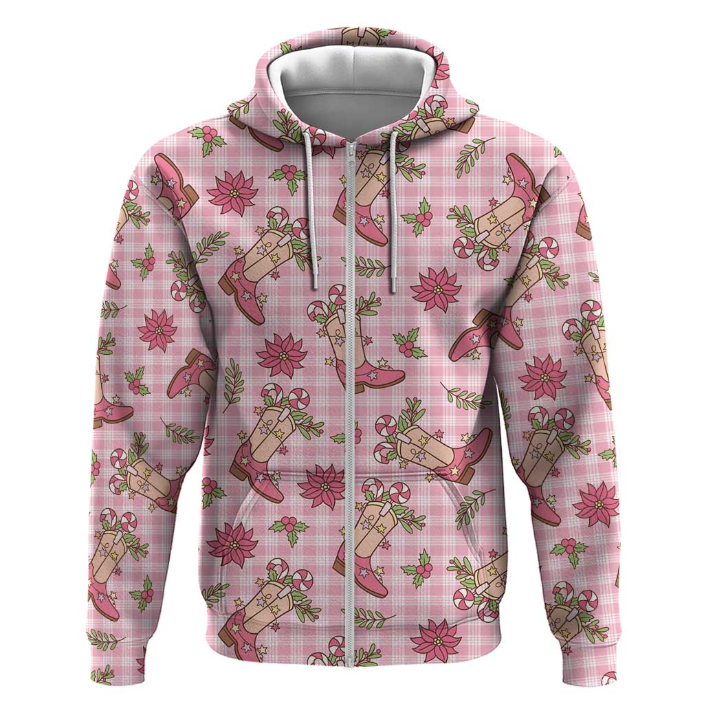 Pink Paniolo Palaka Hawaiian Cowgirl Christmas Zip Hoodie LT9 Zip Hoodie Pink - Polynesian Pride