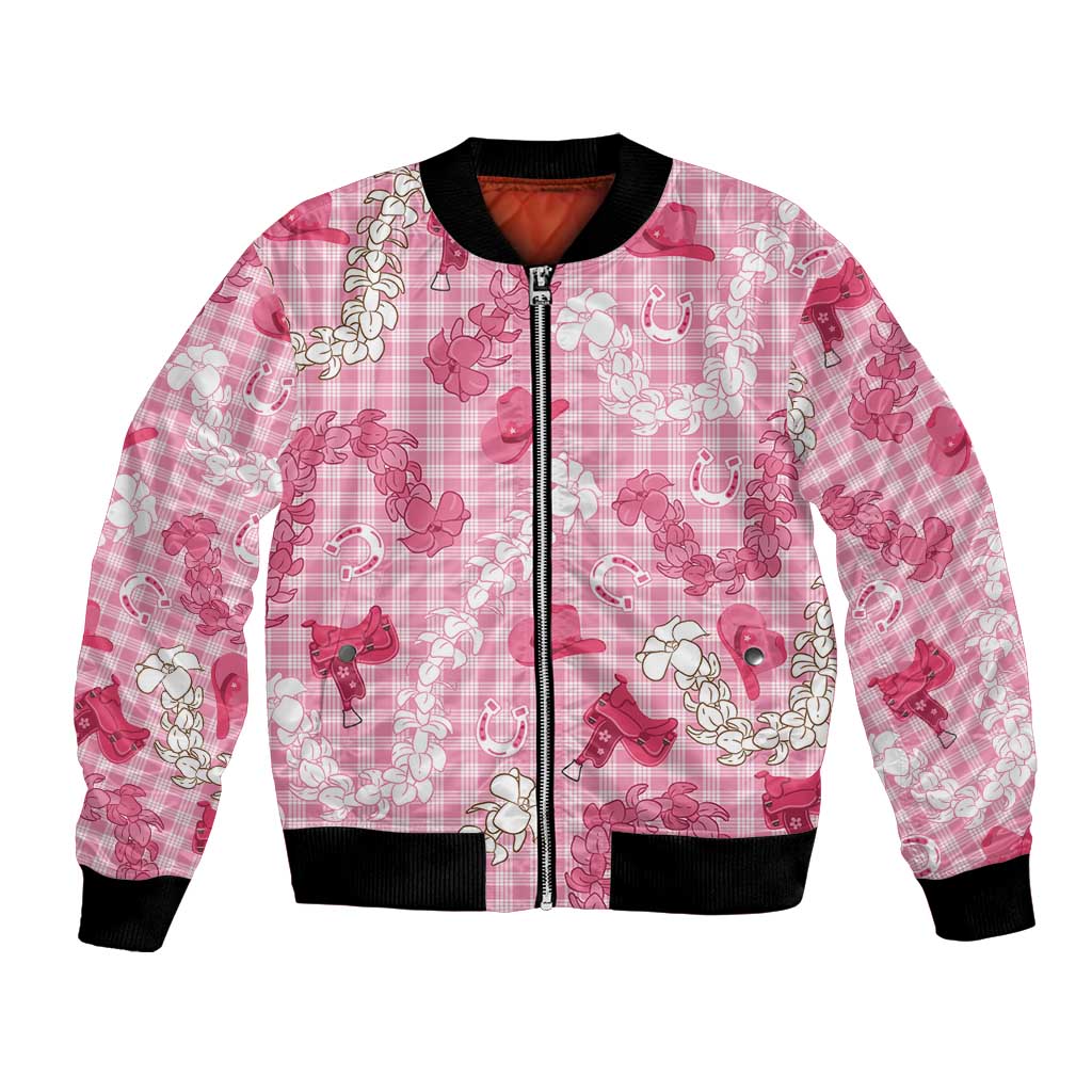 Paniolo Palaka Hawaiian Cowgirl Bomber Jacket LT9 Unisex Pink - Polynesian Pride