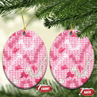 Paniolo Palaka Hawaiian Cowgirl Ceramic Ornament LT9 Oval Pink - Polynesian Pride