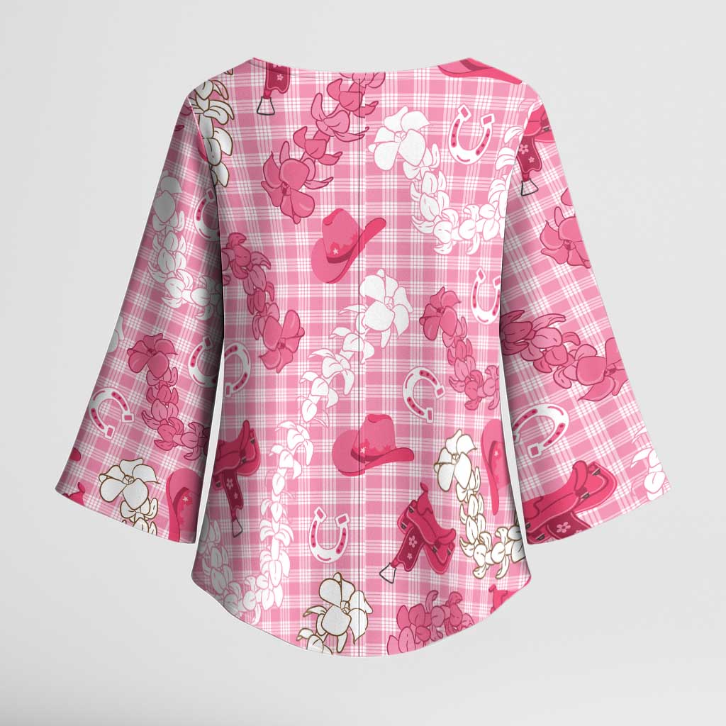 Paniolo Palaka Hawaiian Cowgirl Kimono Sleeve Blouse LT9 - Polynesian Pride