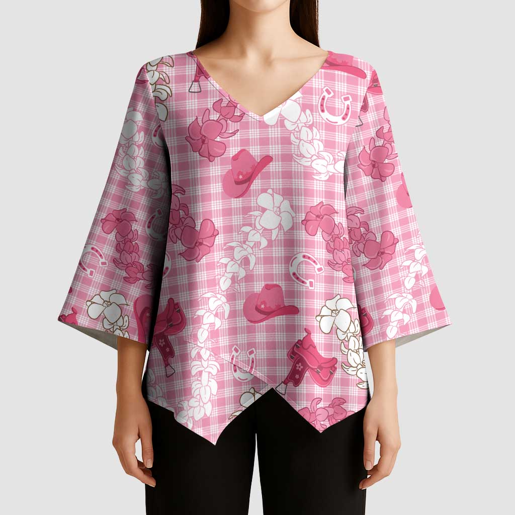 Paniolo Palaka Hawaiian Cowgirl Kimono Sleeve Blouse LT9 - Polynesian Pride