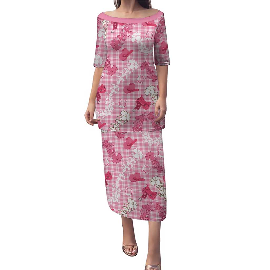 Paniolo Palaka Hawaiian Cowgirl Puletasi LT9 Long Dress Pink - Polynesian Pride