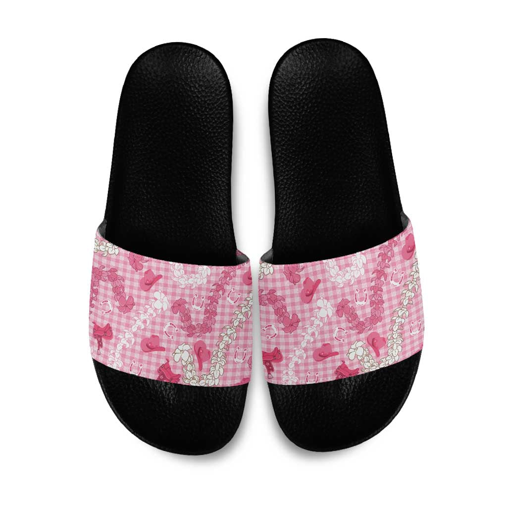 Paniolo Palaka Hawaiian Cowgirl Slide Sandals LT9 Pink - Polynesian Pride