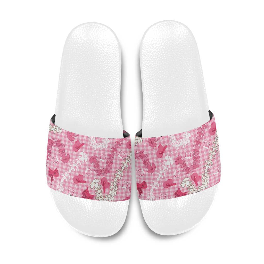 Paniolo Palaka Hawaiian Cowgirl Slide Sandals LT9 Pink - Polynesian Pride