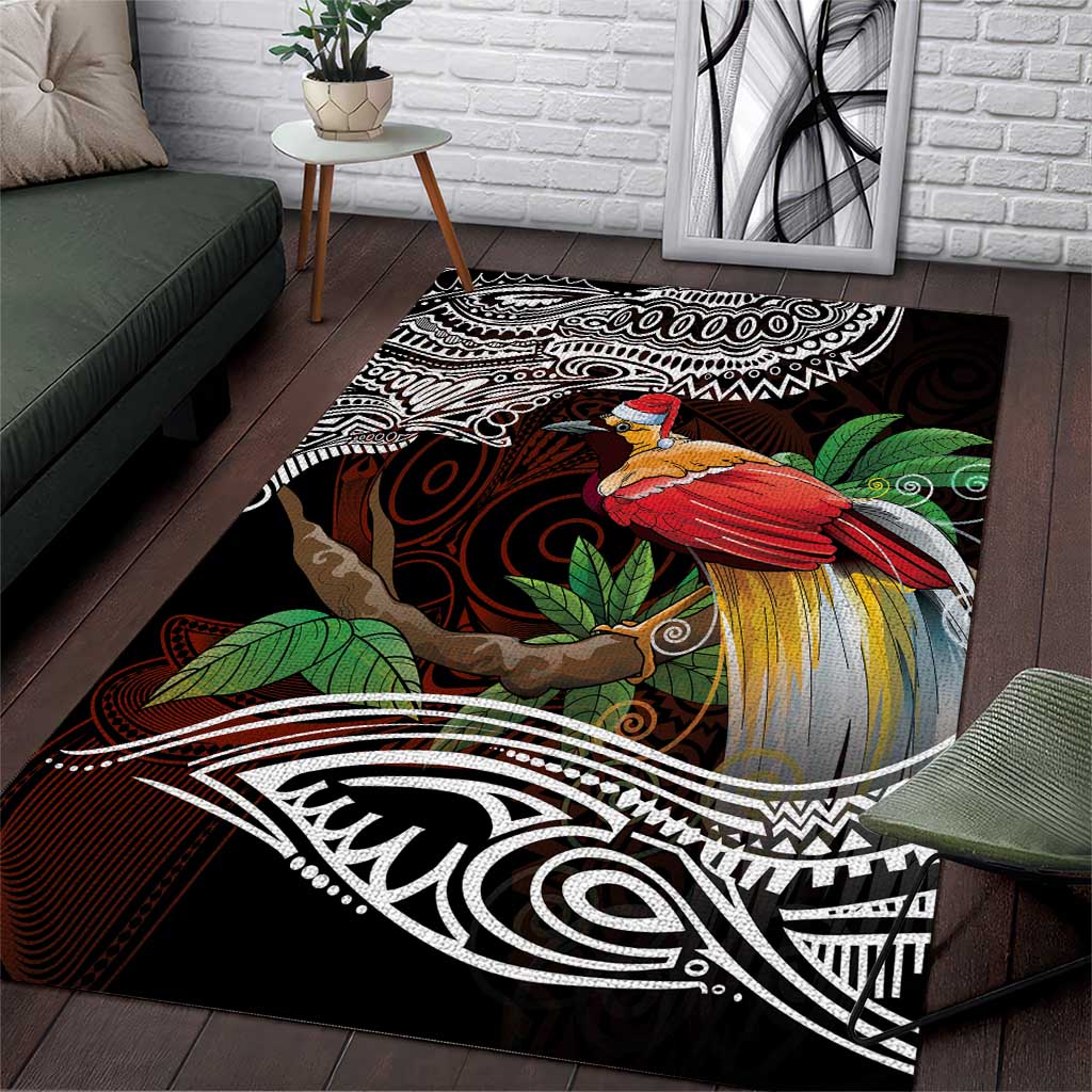 Papua New Guinea Christmas Area Rug LT9 Black - Polynesian Pride