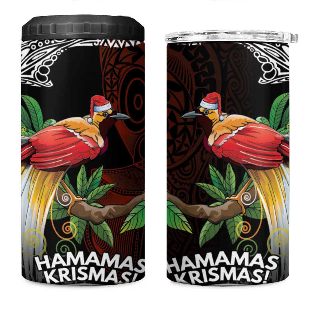 Papua New Guinea Christmas 4 in 1 Can Cooler Tumbler LT9 One Size: 16 oz Black - Polynesian Pride