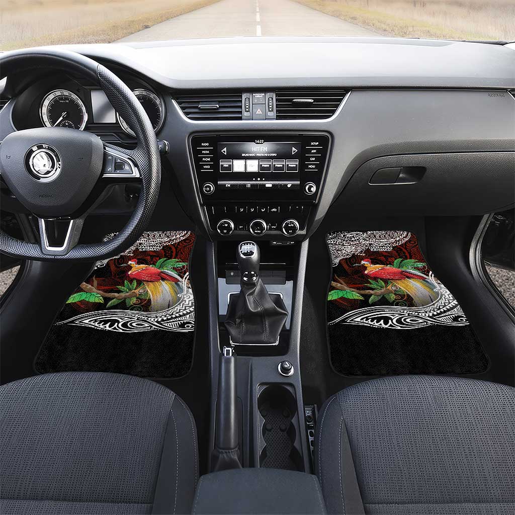 Papua New Guinea Christmas Car Mats LT9 Set 2pcs - Front Black - Polynesian Pride