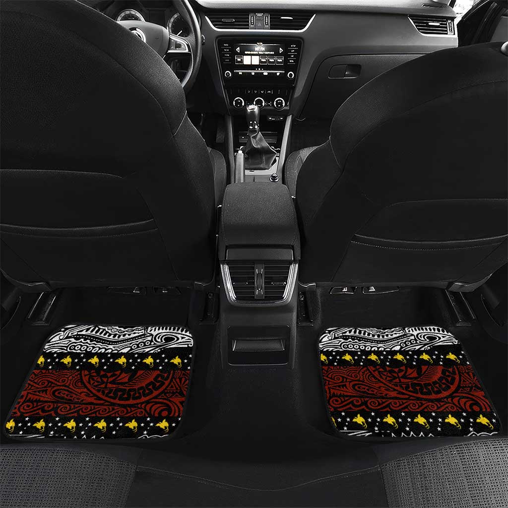 Papua New Guinea Christmas Car Mats LT9 Set 2pcs - Back Black - Polynesian Pride