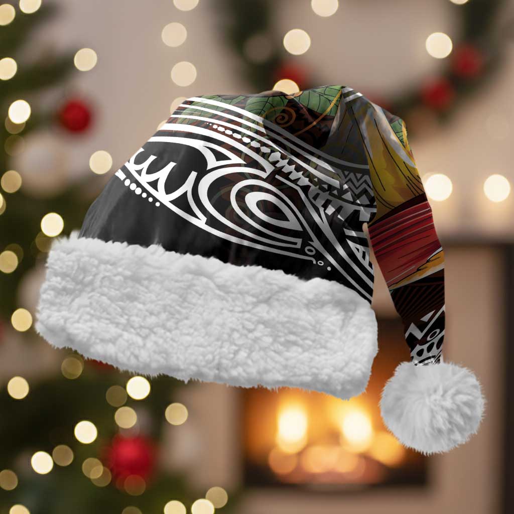 Papua New Guinea Christmas Santa Hat LT9 With Fur Black - Polynesian Pride