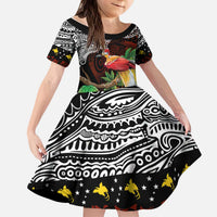 Papua New Guinea Christmas Kid Short Sleeve Dress LT9 KID Black - Polynesian Pride
