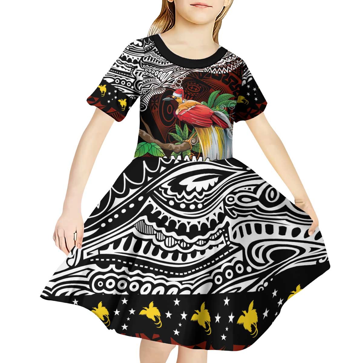 Papua New Guinea Christmas Kid Short Sleeve Dress LT9 - Polynesian Pride