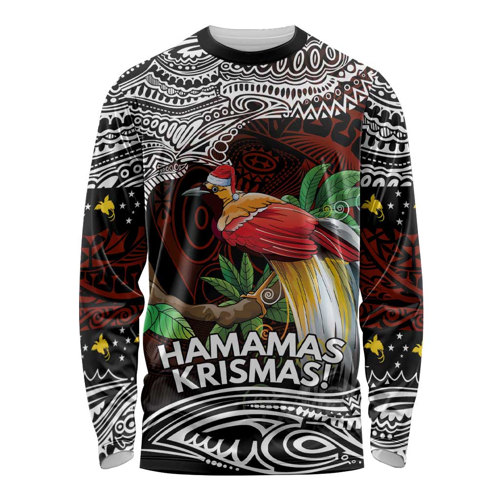 Papua New Guinea Christmas Long Sleeve Shirt LT9 Unisex Black - Polynesian Pride