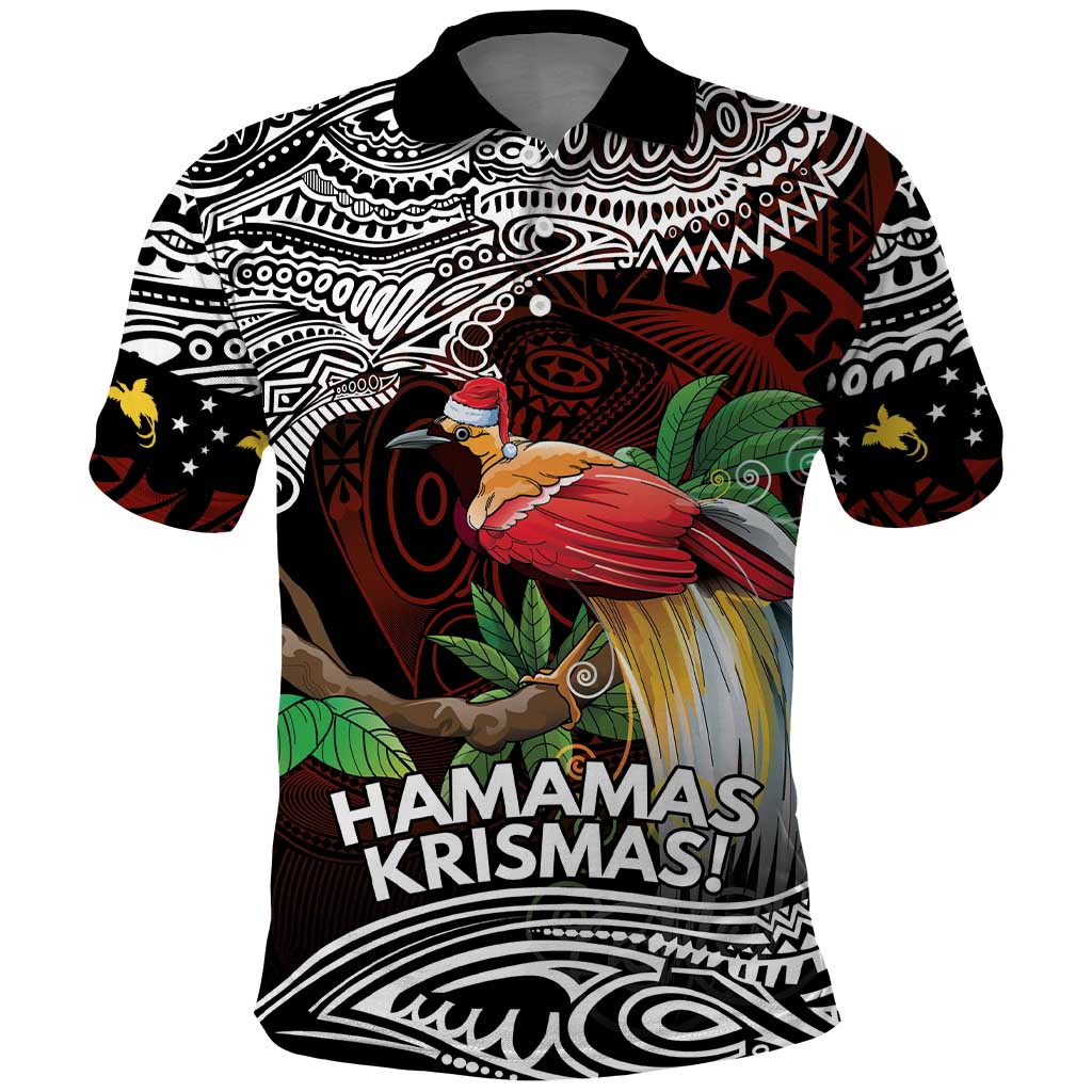 Papua New Guinea Christmas Polo Shirt LT9 Black - Polynesian Pride