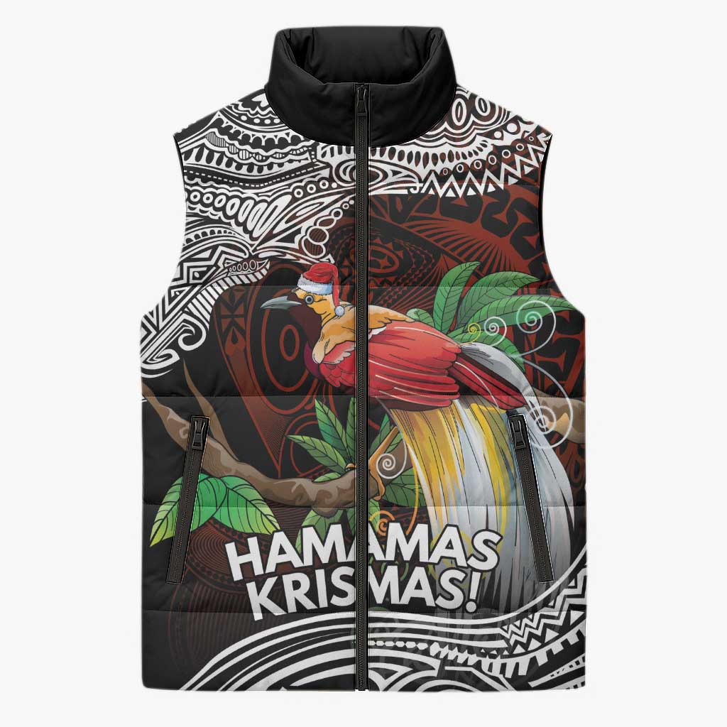 Papua New Guinea Christmas Sleeveless Puffer Jacket LT9 Unisex Black - Polynesian Pride