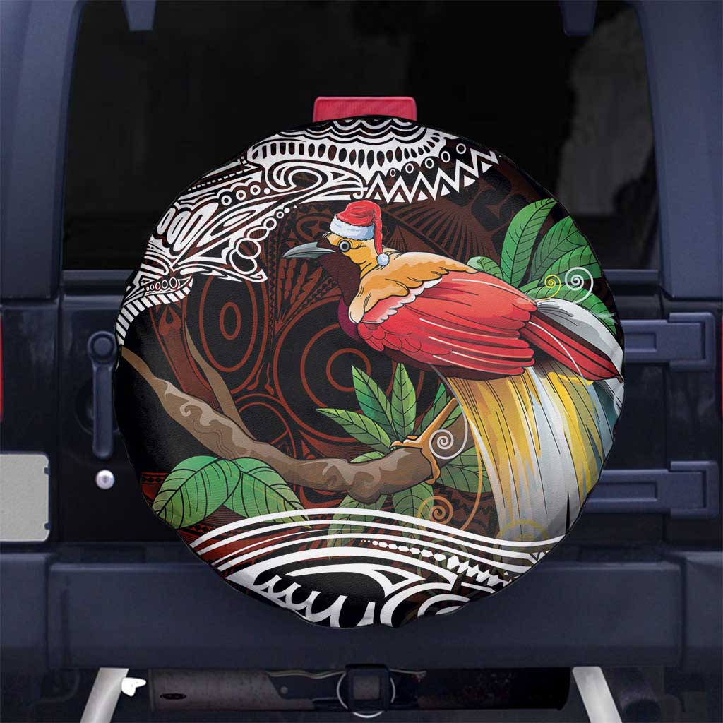 Papua New Guinea Christmas Spare Tire Cover LT9 No hole Black - Polynesian Pride