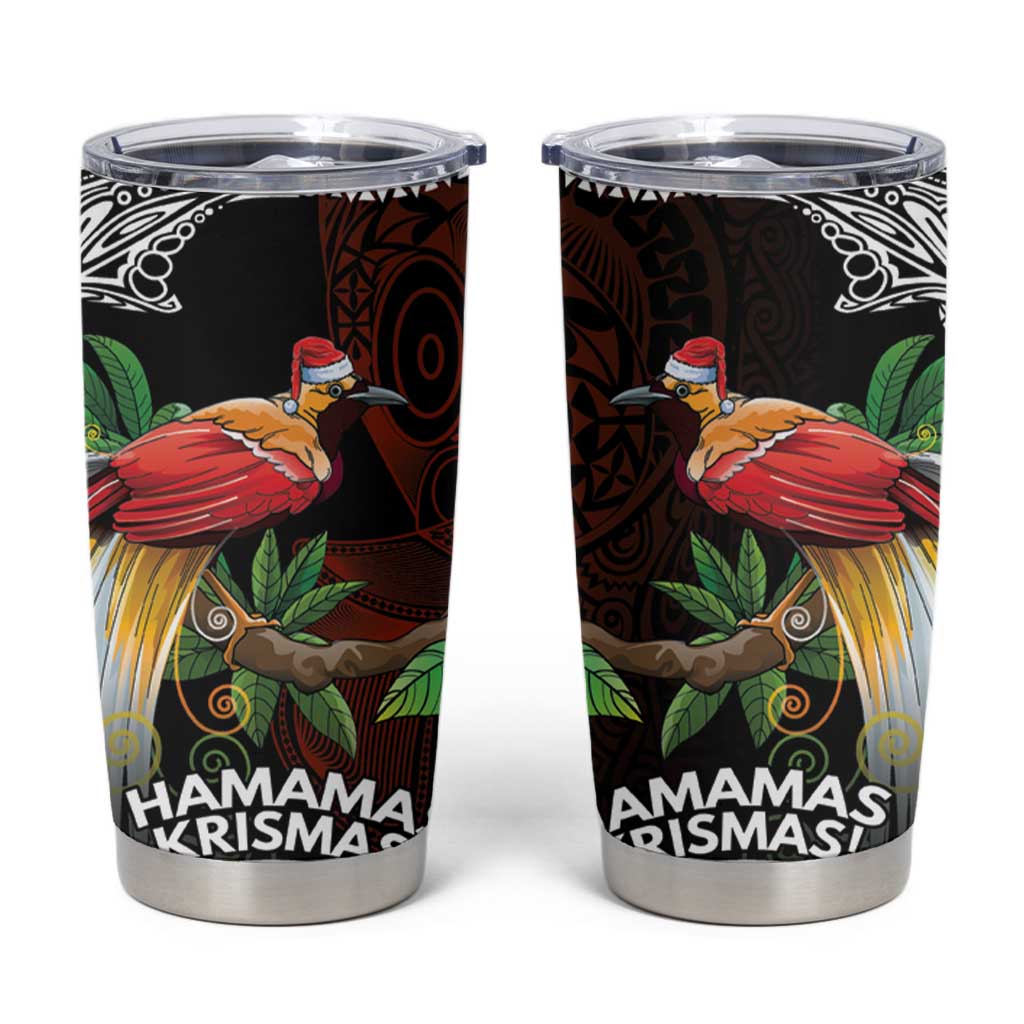 Papua New Guinea Christmas Tumbler Cup LT9 Black - Polynesian Pride