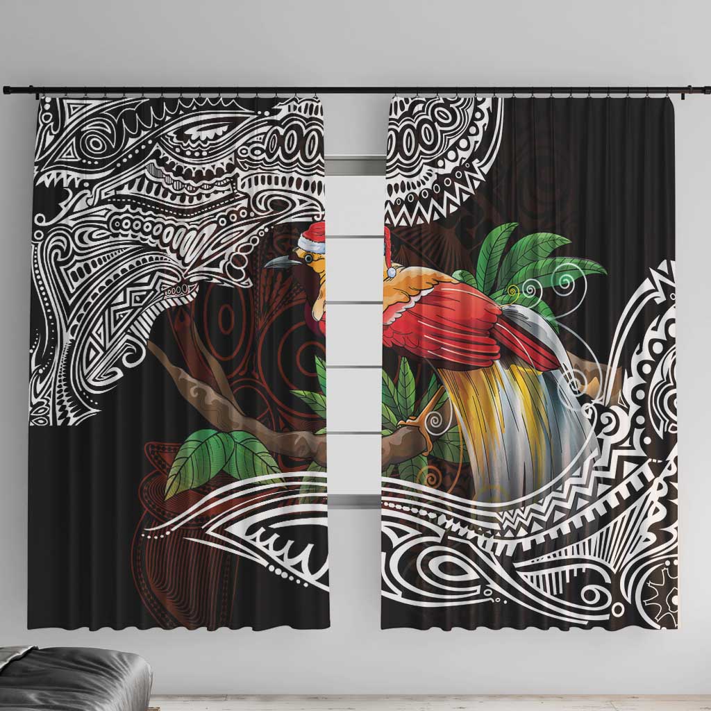 Papua New Guinea Christmas Window Curtain LT9 With Hooks Black - Polynesian Pride