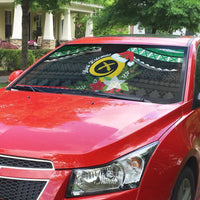 Vanuatu Pig's Tusk Meri Krismas! Auto Sun Shade Vanuatuan Sand Drawing Pattern LT9 - Polynesian Pride