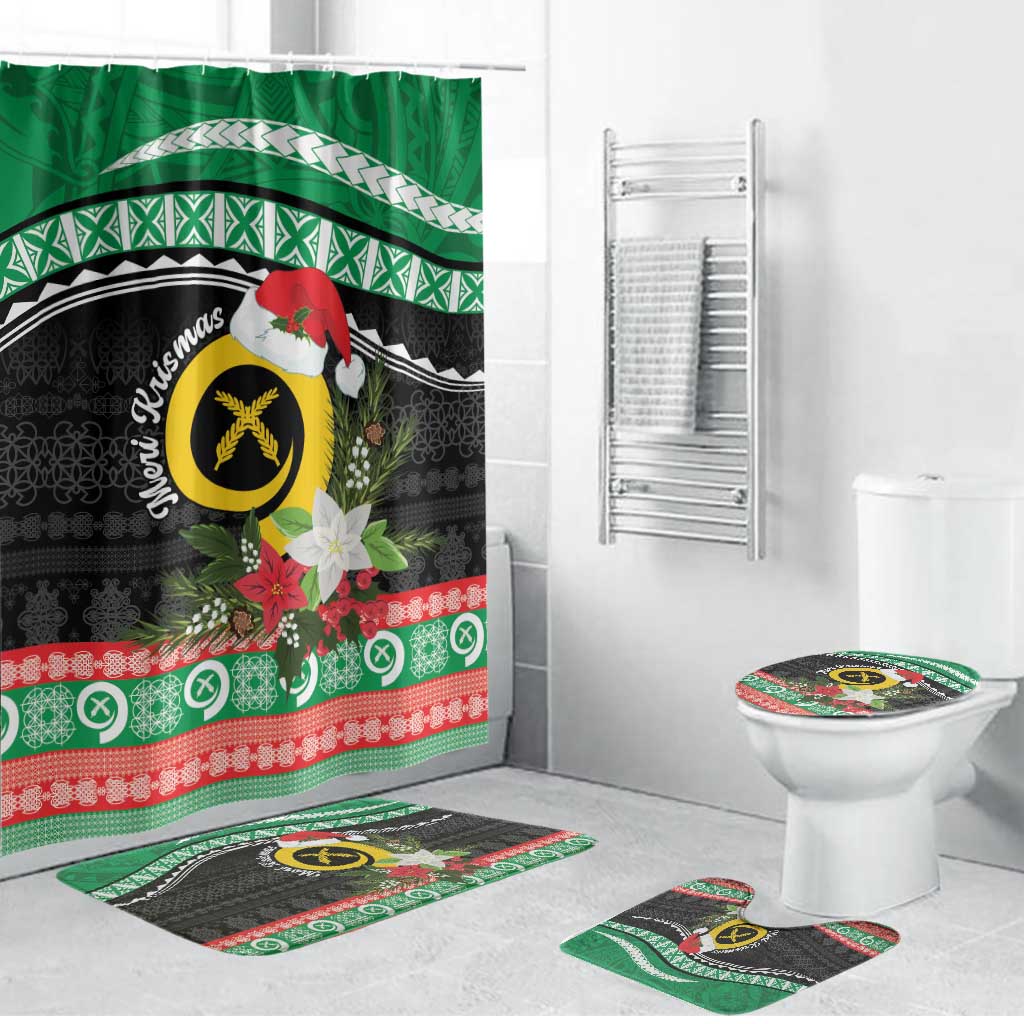 Vanuatu Pig's Tusk Meri Krismas! Bathroom Set Vanuatuan Sand Drawing Pattern LT9 Bathroom Set (4 pcs) Green - Polynesian Pride