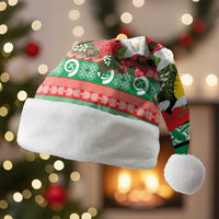 Vanuatu Pig's Tusk Meri Krismas! Christmas Santa Hat Vanuatuan Sand Drawing Pattern LT9 Without Fur Green - Polynesian Pride