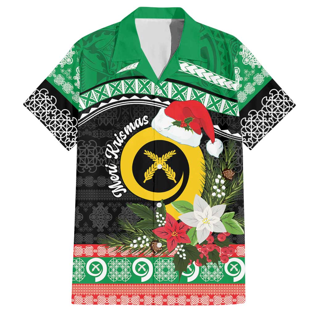 Vanuatu Pig's Tusk Meri Krismas! Hawaiian Shirt Vanuatuan Sand Drawing Pattern LT9 Green - Polynesian Pride