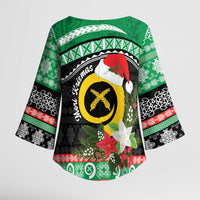 Vanuatu Pig's Tusk Meri Krismas! Kimono Sleeve Blouse Vanuatuan Sand Drawing Pattern LT9 - Polynesian Pride