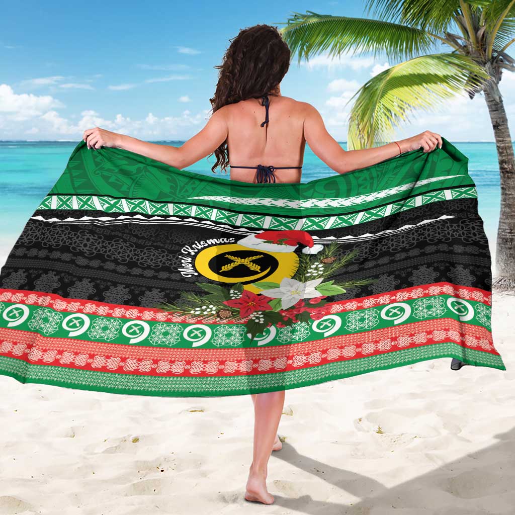 Vanuatu Pig's Tusk Meri Krismas! Sarong Vanuatuan Sand Drawing Pattern LT9 - Polynesian Pride