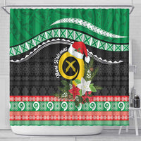 Vanuatu Pig's Tusk Meri Krismas! Shower Curtain Vanuatuan Sand Drawing Pattern LT9 - Polynesian Pride