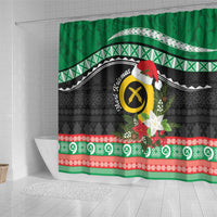 Vanuatu Pig's Tusk Meri Krismas! Shower Curtain Vanuatuan Sand Drawing Pattern LT9 - Polynesian Pride