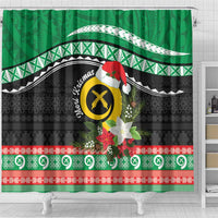 Vanuatu Pig's Tusk Meri Krismas! Shower Curtain Vanuatuan Sand Drawing Pattern LT9 - Polynesian Pride