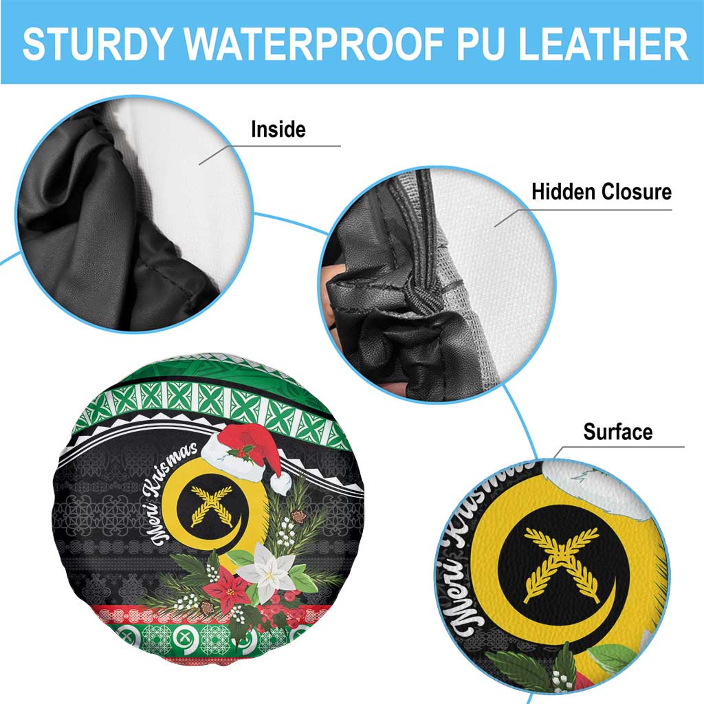 Vanuatu Pig's Tusk Meri Krismas! Spare Tire Cover Vanuatuan Sand Drawing Pattern LT9 - Polynesian Pride