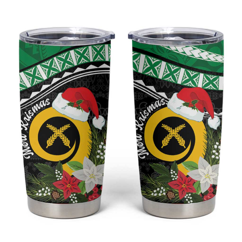 Vanuatu Pig's Tusk Meri Krismas! Tumbler Cup Vanuatuan Sand Drawing Pattern LT9 Green - Polynesian Pride