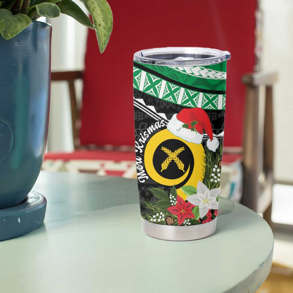 Vanuatu Pig's Tusk Meri Krismas! Tumbler Cup Vanuatuan Sand Drawing Pattern LT9 - Polynesian Pride
