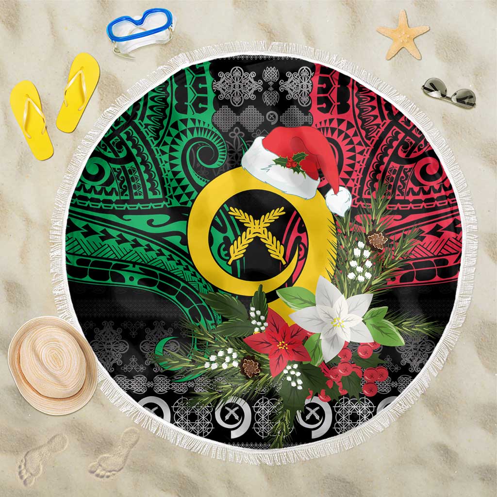Vanuatu Pig's Tusk Meri Krismas! Beach Blanket Vanuatuan Ancient Art Spirit LT9 One Size 150cm Black - Polynesian Pride